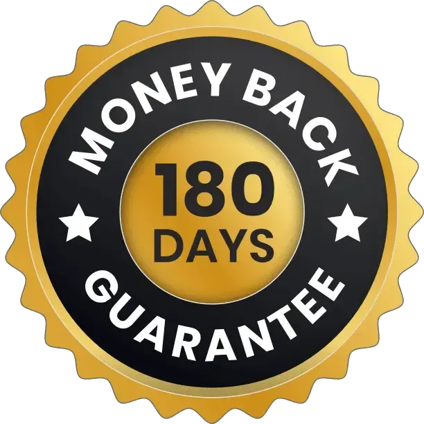 MemoBlast 180-Day Money Back Guarantee Badge